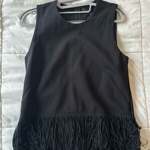 J. Crew Black Sleeveless Top with Fringe Detail